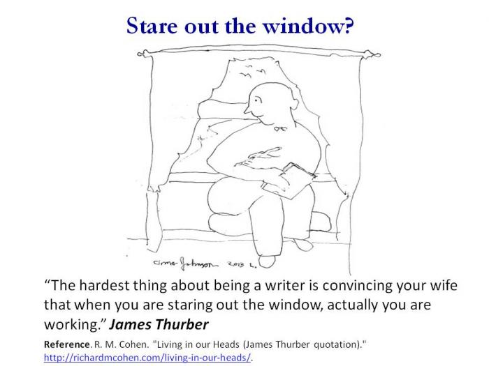 <b>As James Thurber’s quip implies, creativity takes place while the mind is at rest.</b>