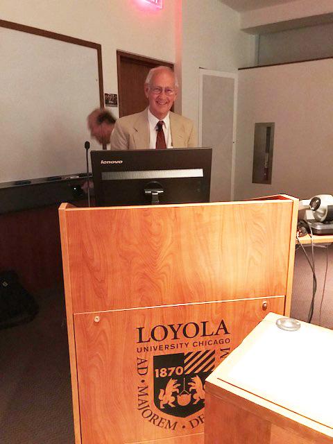 <b>Dr.  David Orme-Johnson speaking to the medical students in the TM program at the Loyola-Stritch School of Medicine, Chicago.</b>